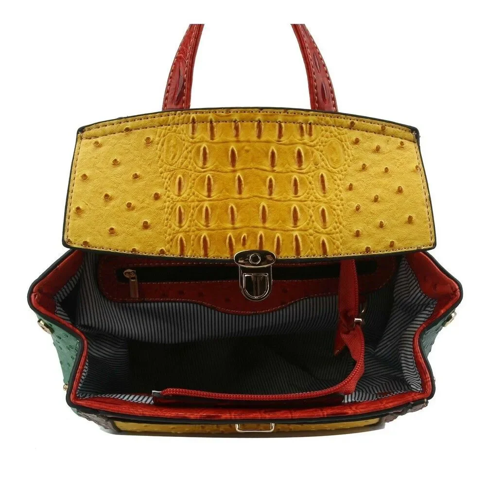 Colorful Embossed Fashion Backpack Purse for Women Fashion Anti-theft Bag